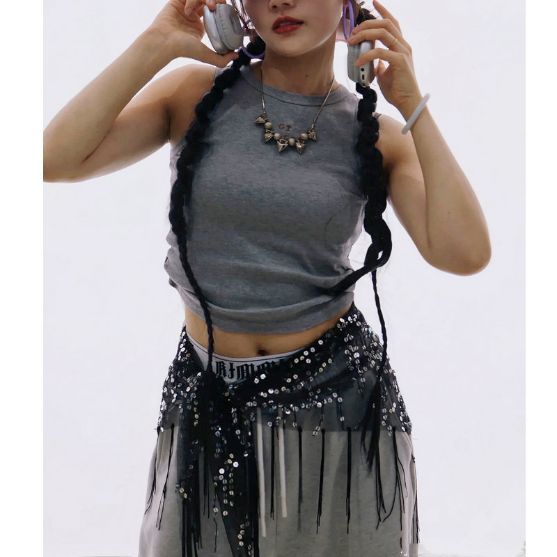 Street Fashion Thailand - เข็มขัดเต้นระบำหน้าท้องประดับเลื่อมแฟชั่น พู่ห้อย ผ้าพันสะโพกสำหรับเต้นแจ๊ส ชุดแสดงเต้นสตรีทแดนซ์ กระโปรงนักเต้น สำหรับประเทศไทย/อินเดีย/อาหรับ