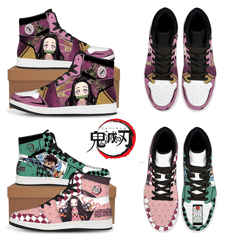 Street Fashion Boy - อะนิเมะแฟชั่นนักฆ่าปีศาจ ทันจิโร่ เนซึโกะ คิเมทสึรองเท้าผ้าใบบาสเกตบอลรองเท้าผู้ชายรองเท้าสตรีรองเท้าลำลองแบบยูนิเซ็กส์ของขวัญวันหยุด