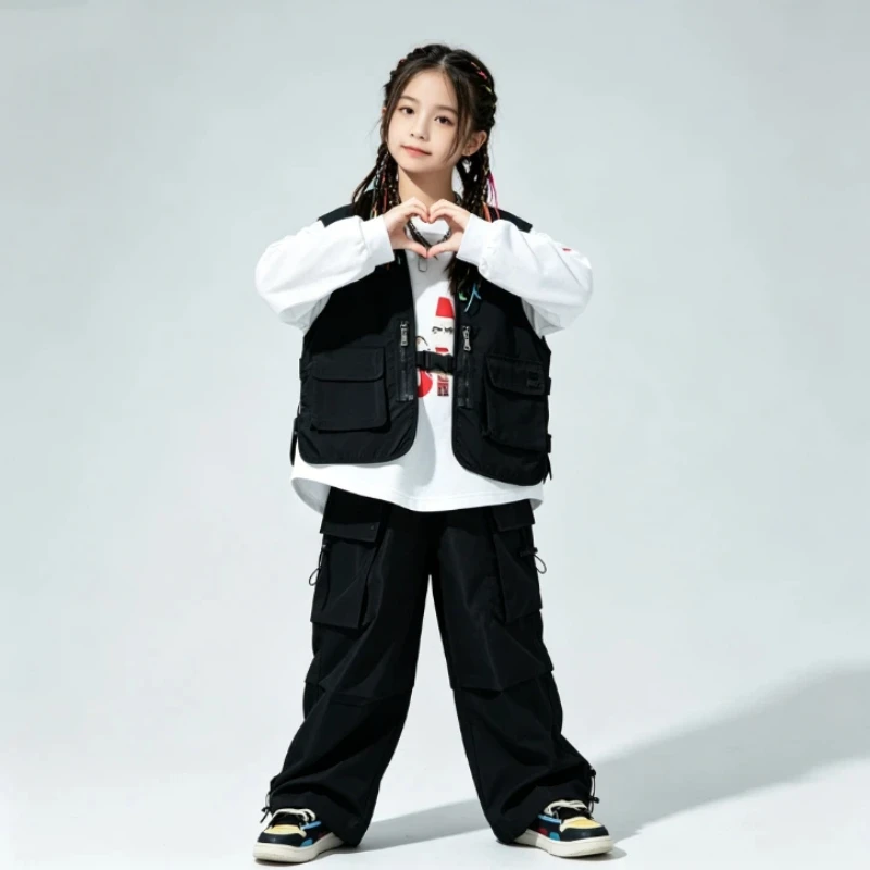 Street Fashion Boy - เครื่องแต่งกายเต้นรำแนวสตรีทเด็กชายเด็กหญิงฮิปฮอปแจ๊สชุดเต้นรำเสื้อกั๊กกางเกง 3 ชิ้นชุดแฟชั่นเวทีรันเวย์การแสดงชุดเต้นรำ