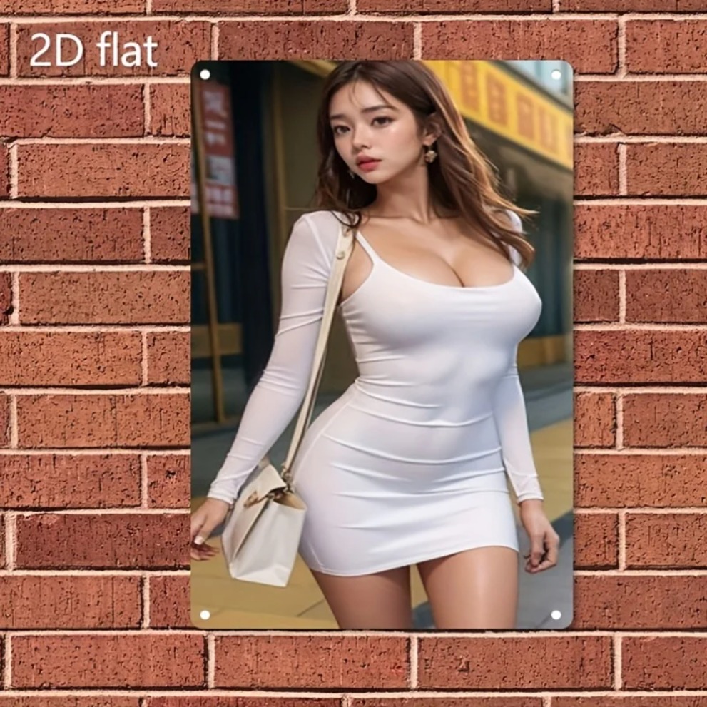 Asian Street Fashion Girls - ป้ายโลหะติดผนังลายสาวสวยสไตล์เอเชีย แฟชั่นวินเทจ สำหรับตกแต่งบ้านและบาร์