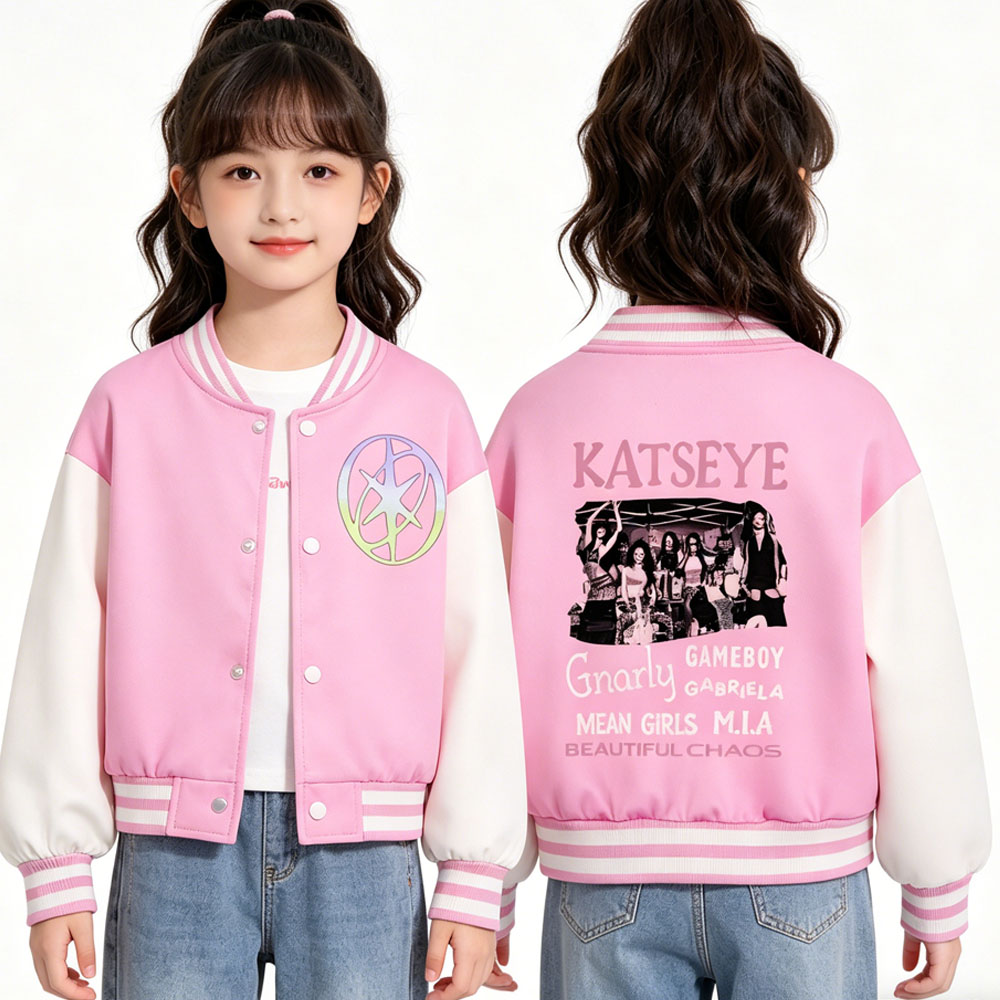 KATSEYE เสื้อแจ็คเก็ตเบสบอลแขน - Street Fashion Kids บทวิจารณ์และราคา