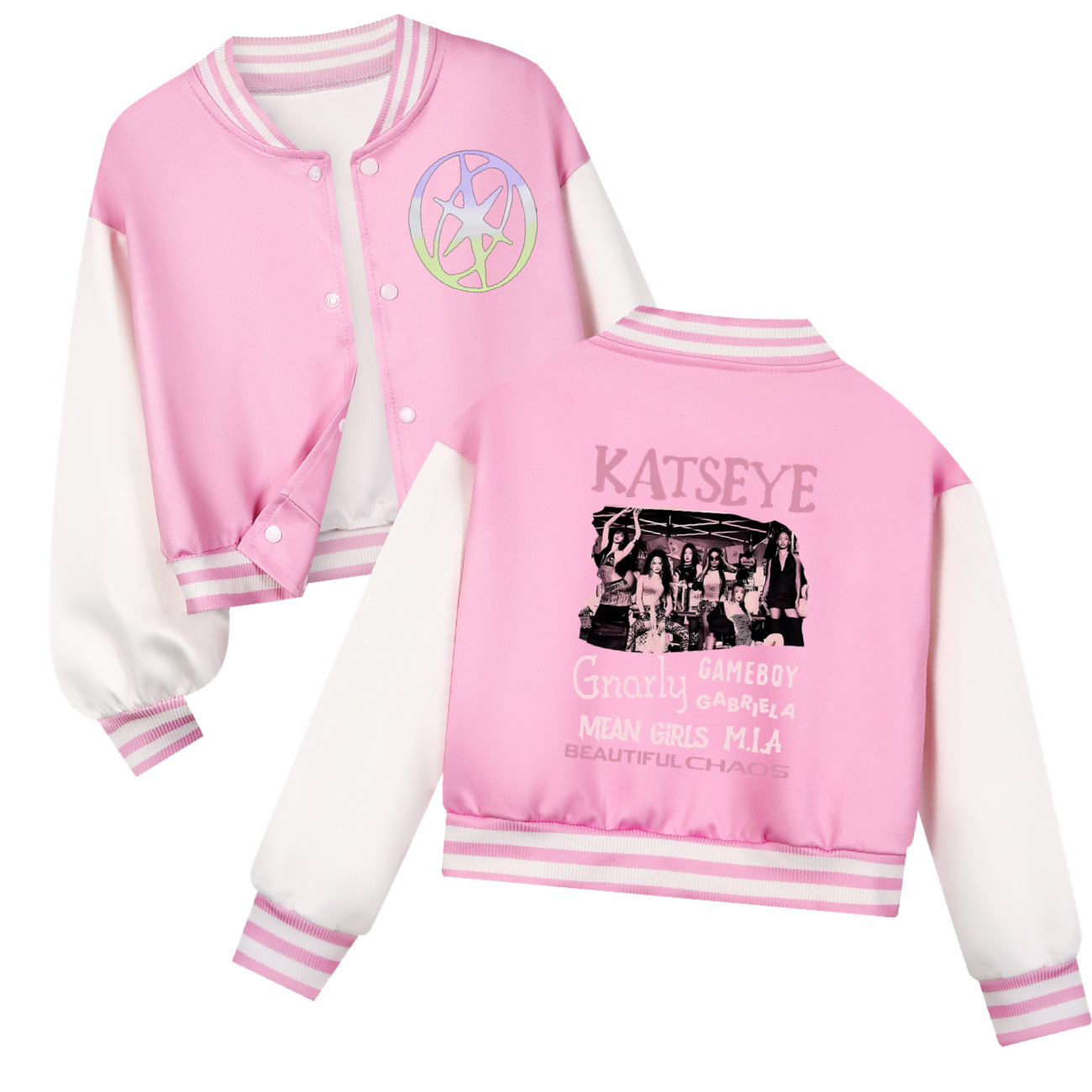 KATSEYE เสื้อแจ็คเก็ตเบสบอลแขน - Street Fashion Kids บทวิจารณ์และราคา