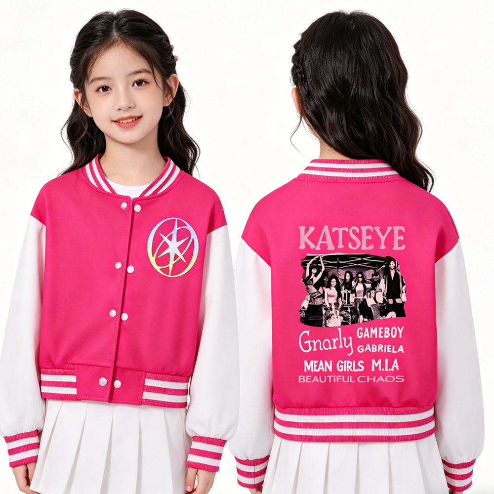 KATSEYE เสื้อแจ็คเก็ตเบสบอลแขน - Street Fashion Kids บทวิจารณ์และราคา