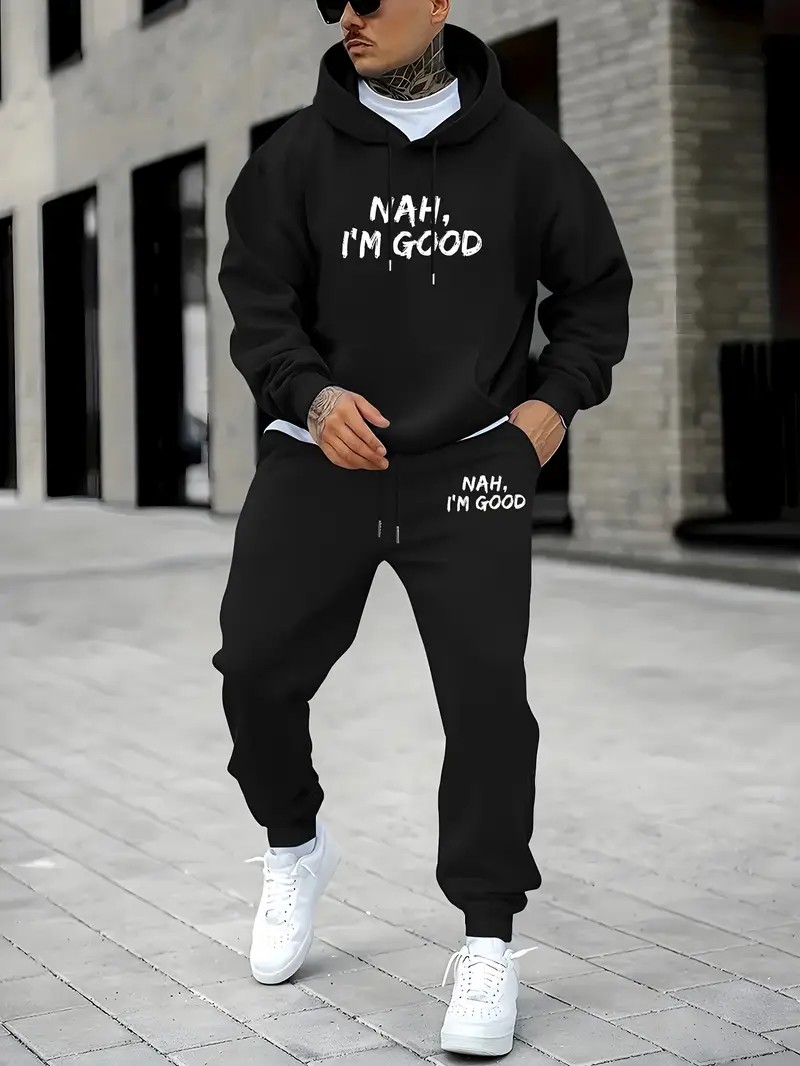 ชุดเสื้อฮู้ดผู้ชายลายพิมพ์ตัวอ - Street Fashion Style บทวิจารณ์และราคา