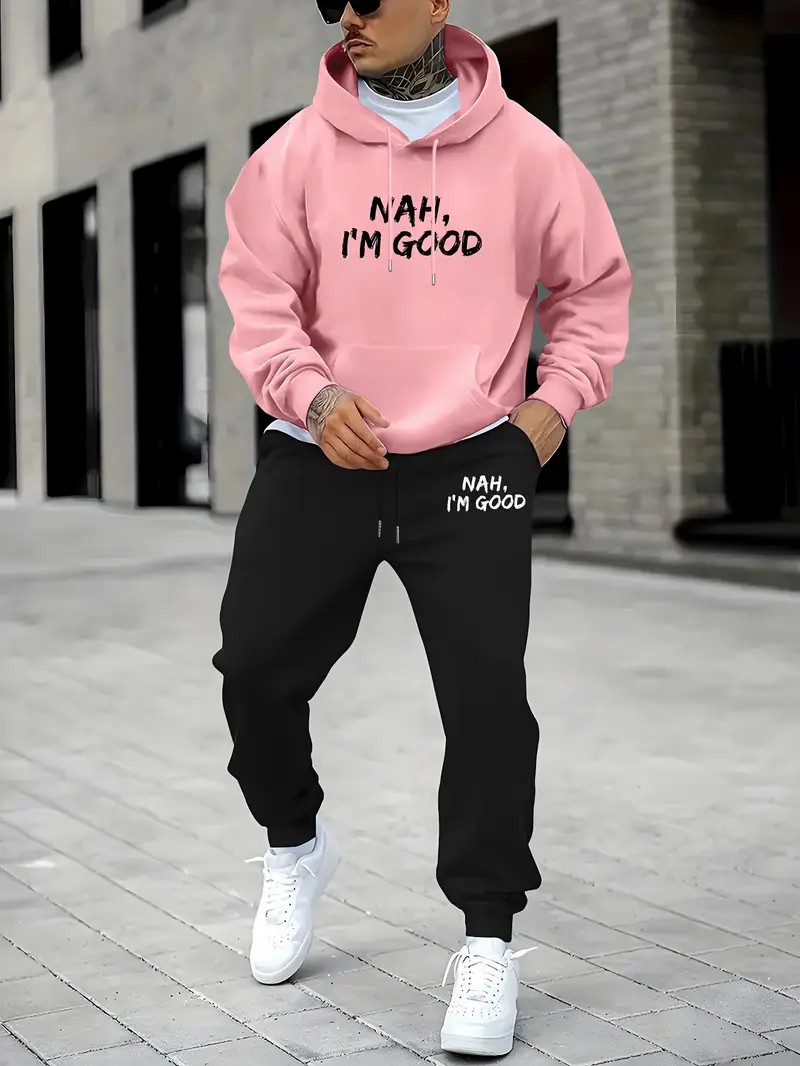 ชุดเสื้อฮู้ดผู้ชายลายพิมพ์ตัวอ - Street Fashion Style บทวิจารณ์และราคา