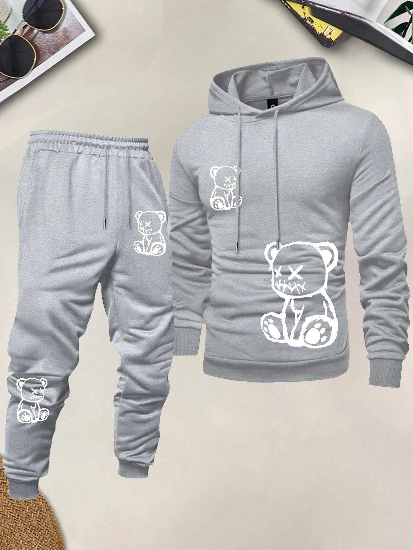 ชุดเสื้อฮู้ดผู้ชายลายพิมพ์หมี  - Street Fashion Style บทวิจารณ์และราคา