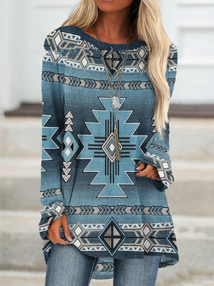 เสื้อยืดแขนยาวผู้หญิงลายพิมพ์ส - Street Fashion Urban บทวิจารณ์และราคา