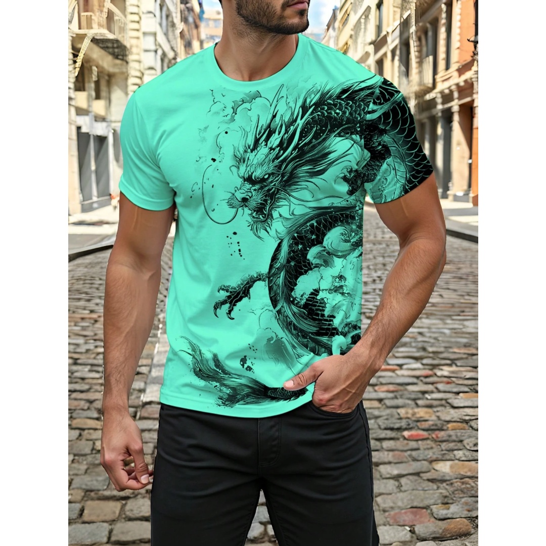 3D Dragon พิมพ์ผู้ชายเสื้อยืดฤ - Street Fashion Urban บทวิจารณ์และราคา