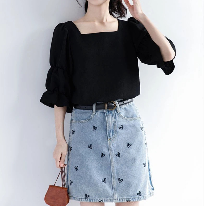 เสื้อเชิ้ตแขนสั้นจีบแบบเกาหลี  - Street Fashion Youth บทวิจารณ์และราคา
