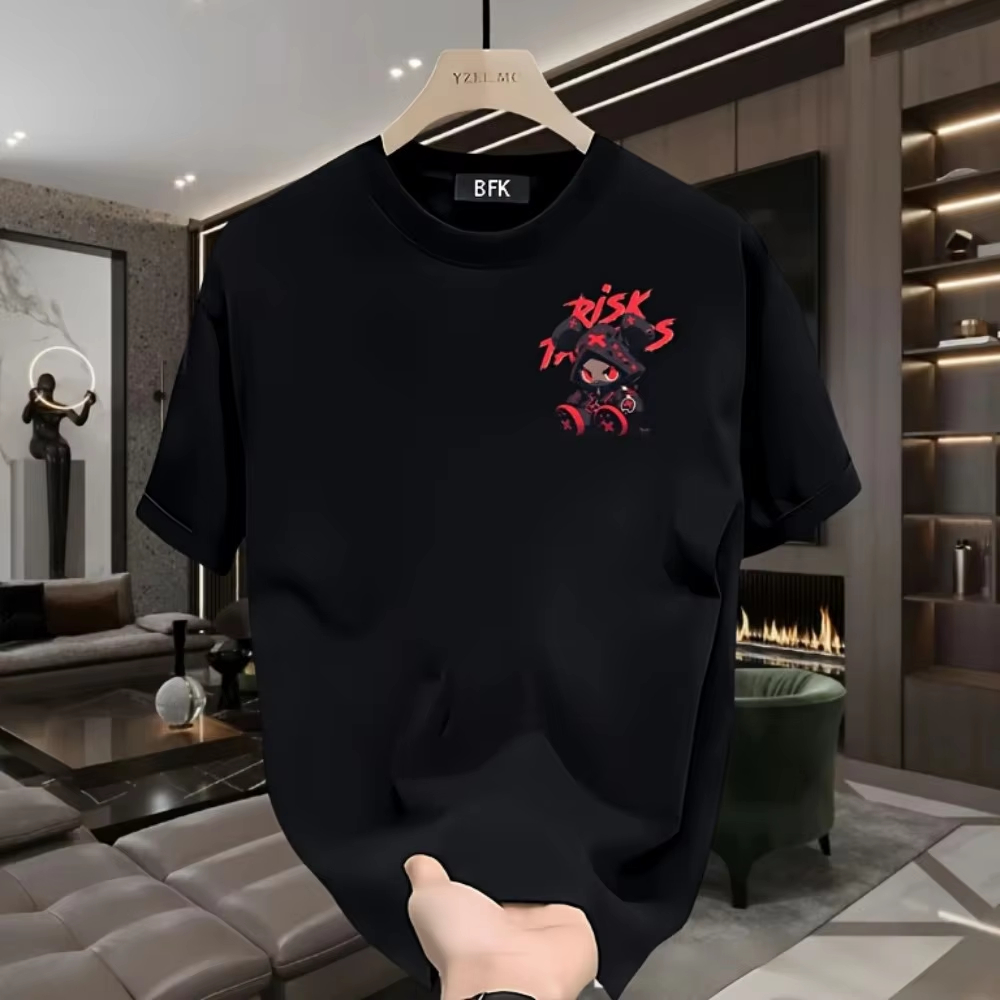 เสื้อยืดคอกลมผู้ชายลายการ์ตูนพ - Street Fashion Urban บทวิจารณ์และราคา